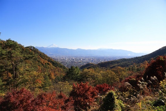 甲府盆地と富士山